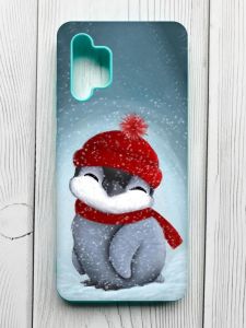 Чохол з бірюзовими боками на Samsung Galaxy A32 :: Пінгвіненя у шапочці (принт 157)