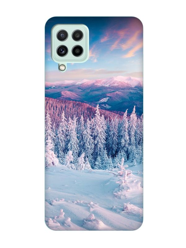 Чохол з бірюзовими боками на Samsung Galaxy M32/M22/A22 4G :: Зимові гори (принт 163)