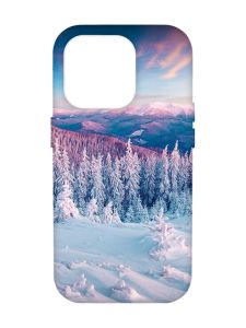 Чохол з червоними боками на Apple iPhone 14 Pro Max :: Зимові гори (принт 163)