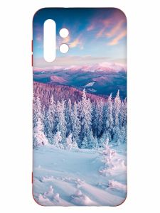 Чохол з червоними боками на Samsung A13 4G :: Зимові гори (принт 163)