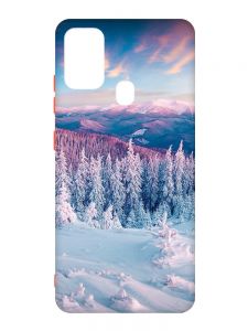 Чохол з червоними боками на Samsung Galaxy M30s/M21 :: Зимові гори (принт 163)