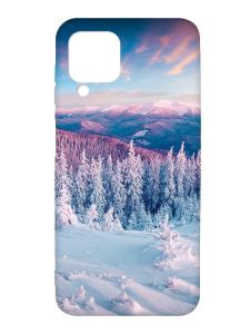 Чохол з чорними боками на Samsung Galaxy A12 :: Зимові гори (принт 163)