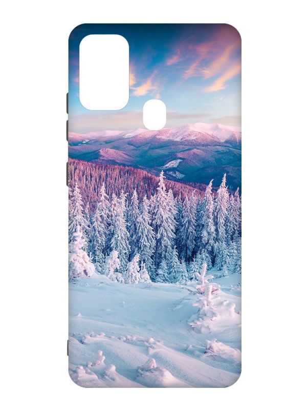 Чохол з чорними боками на Samsung Galaxy M30s/M21 :: Зимові гори (принт 163)