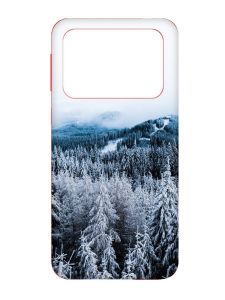 Чохол з червоними боками на Xiaomi Poco X4 Pro 5G :: Зимовий ліс (принт 164)