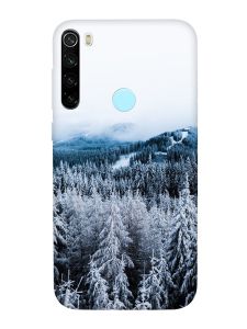 Чохол з червоними боками на Xiaomi Redmi Note 8T :: Зимовий ліс (принт 164)