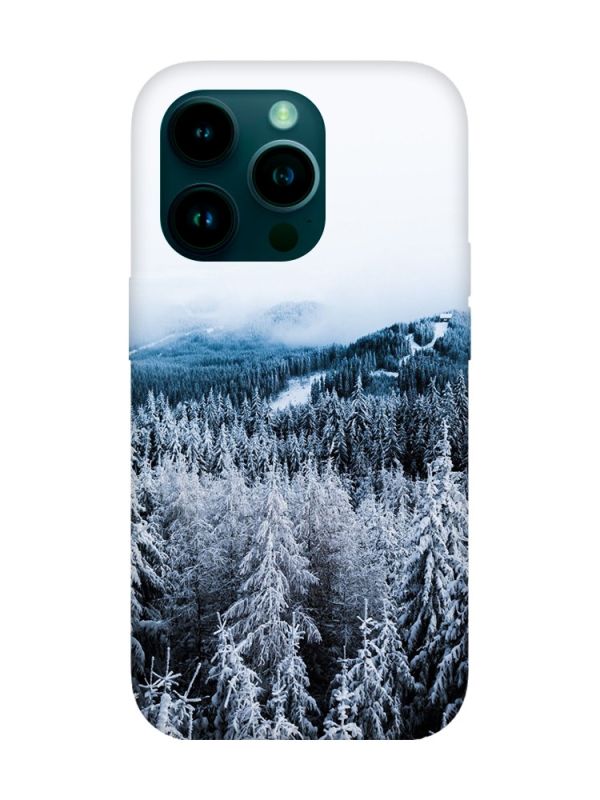 Чохол з рожевими боками на Apple iPhone 14 Pro :: Зимовий ліс (принт 164)