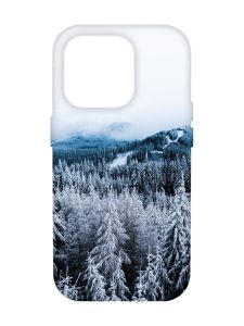 Чохол з бірюзовими боками на Apple iPhone 14 Pro Max :: Зимовий ліс (принт 164)