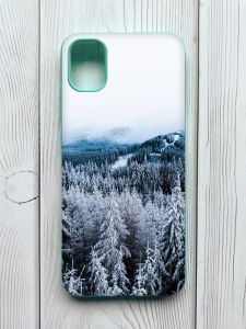 Чохол з бірюзовими боками на Samsung Galaxy A04E / A042 :: Зимовий ліс (принт 164)