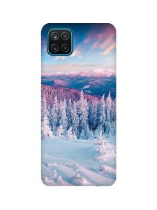 Чохол з бірюзовими боками на Samsung Galaxy A12 :: Зимові гори (принт 163)