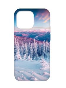 Чохол з бірюзовими боками на Apple iPhone 13 Pro :: Зимові гори (принт 163)