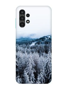 Чохол з бірюзовими боками на Samsung Galaxy A13 4G :: Зимовий ліс (принт 164)