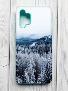 Чохол з бірюзовими боками на Samsung Galaxy A32 :: Зимовий ліс (принт 164)