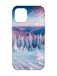 Чохол з бірюзовими боками на Apple iPhone 12/12 Pro (6.1) :: Зимові гори (принт 163)