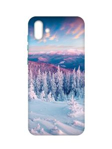 Чохол з бірюзовими боками на Samsung Galaxy A04 :: Зимові гори (принт 163)