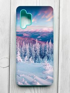 Чохол з бірюзовими боками на Samsung Galaxy A32 :: Зимові гори (принт 163)