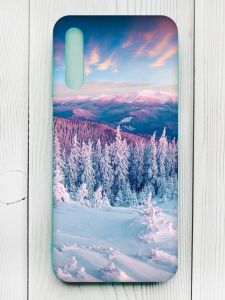 Чохол з бірюзовими боками на Samsung Galaxy A50 (2019) A505/A30s :: Зимові гори (принт 163)