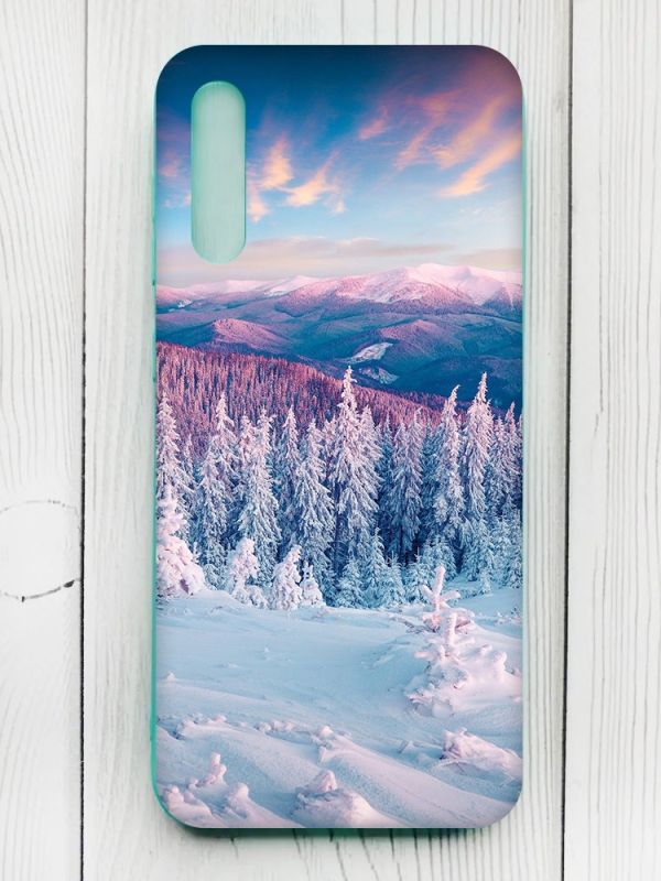 Чохол з бірюзовими боками на Samsung Galaxy A50 (2019) A505/A30s :: Зимові гори (принт 163)