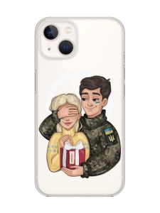 Магнітний чохол на iPhone 14 Plus із підтримкою MagSafe :: Подарунок Перемога (патріотичний принт 178)