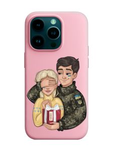 Матовий рожевий чохол на Apple iPhone 14 Pro :: Подарунок Перемога (патріотичний принт 178)