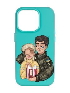 Матовий бірюзовий чохол на Apple iPhone 14 Pro Max :: Подарунок Перемога (патріотичний принт 178)