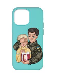 Матовий бірюзовий чохол на Apple iPhone 13 Pro :: Подарунок Перемога (патріотичний принт 178)