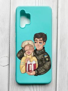 Матовий бірюзовий чохол на Samsung Galaxy A32 :: Подарунок Перемога (патріотичний принт 178)