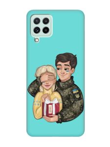 Матовий бірюзовий чохол на Samsung Galaxy M32/M22/A22 4G :: Подарунок Перемога (патріотичний принт 178)