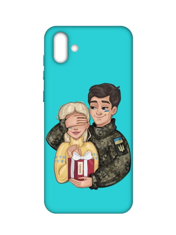 Матовий бірюзовий чохол на Samsung Galaxy A04 :: Подарунок Перемога (патріотичний принт 178)