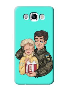 Матовий бірюзовий чохол на Samsung Galaxy J7(2016) J710 :: Подарунок Перемога (патріотичний принт 178)