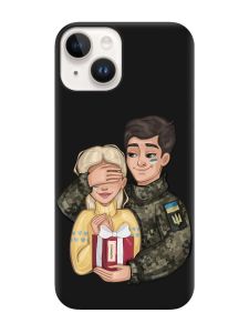 Матовий чорний чохол на Apple iPhone 14 :: Подарунок Перемога (патріотичний принт 178)