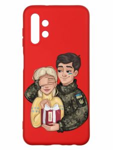 Матовий червоний чохол на Samsung A13 4G :: Подарунок Перемога (патріотичний принт 178)