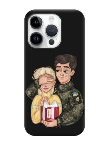 Матовий чорний чохол на Apple iPhone 14 Pro :: Подарунок Перемога (патріотичний принт 178)