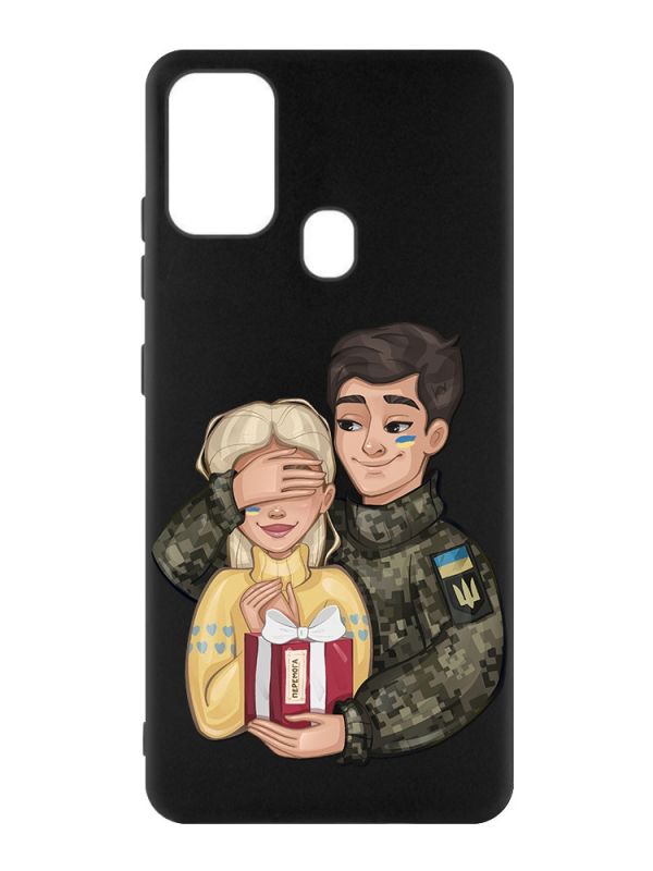 Матовий чорний чохол на Samsung Galaxy M30s/M21 :: Подарунок Перемога (патріотичний принт 178)
