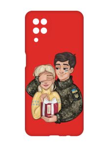 Матовий червоний чохол на Samsung Galaxy A12 :: Подарунок Перемога (патріотичний принт 178)