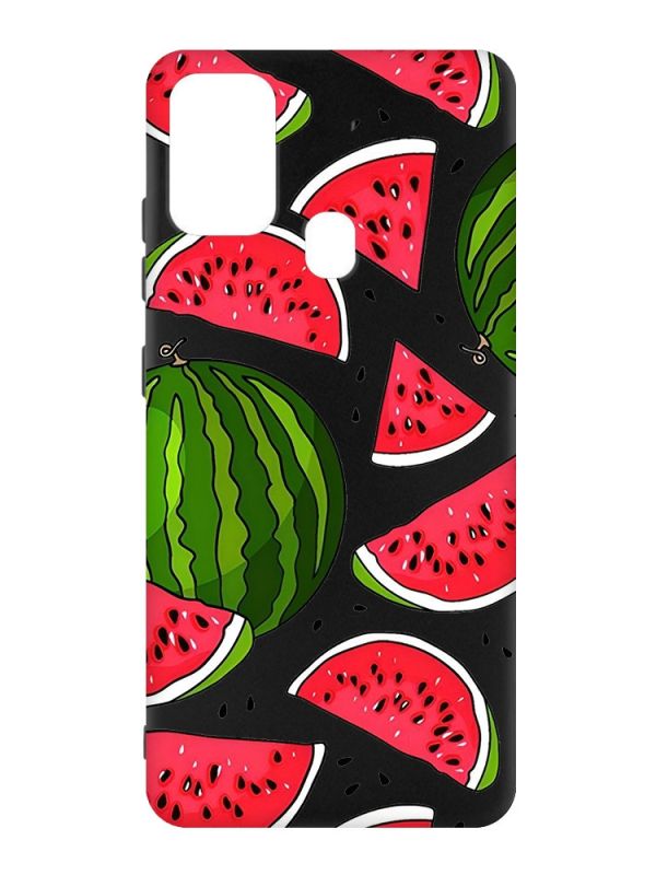 Матовий чорний чохол на Samsung Galaxy M30s/M21 :: Кавуни (принт 341)