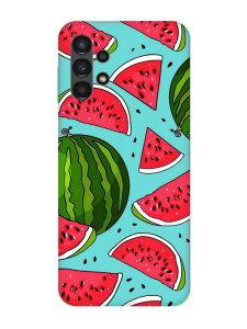 Матовий бірюзовий чохол на Samsung Galaxy A13 4G :: Кавуни (принт 341)