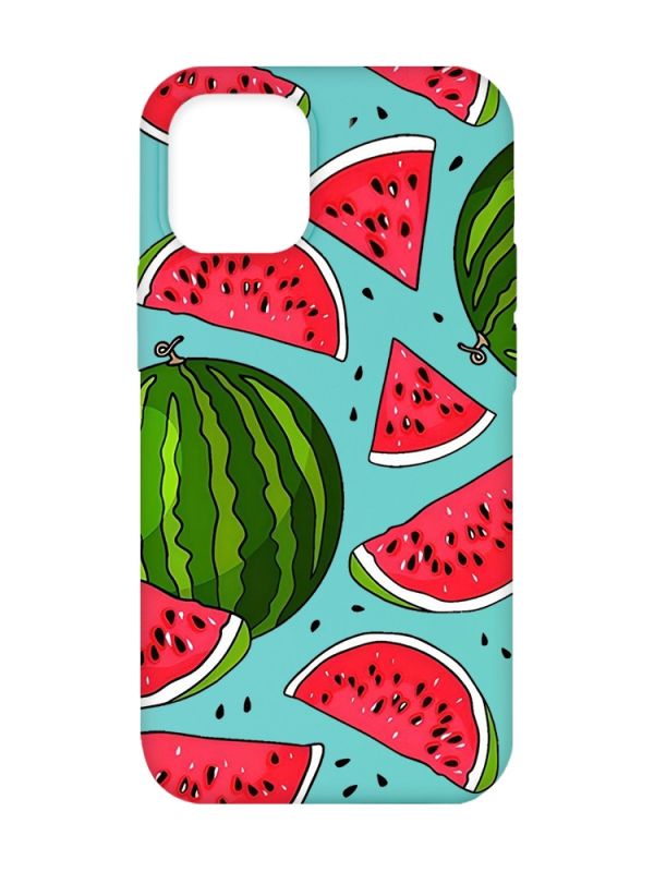 Матовий бірюзовий чохол на Apple iPhone 12/12 Pro (6.1) :: Кавуни (принт 341)