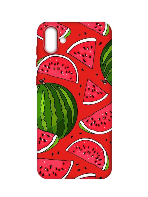 Матовий червоний чохол на Samsung Galaxy A04 :: Кавуни (принт 341)