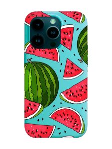 Матовий бірюзовий чохол на Apple iPhone 14 Pro :: Кавуни (принт 341)