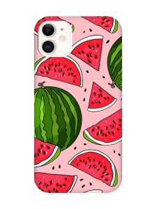 Матовий рожевий чохол на Apple iPhone 11 (6.1) :: Кавуни (принт 341)