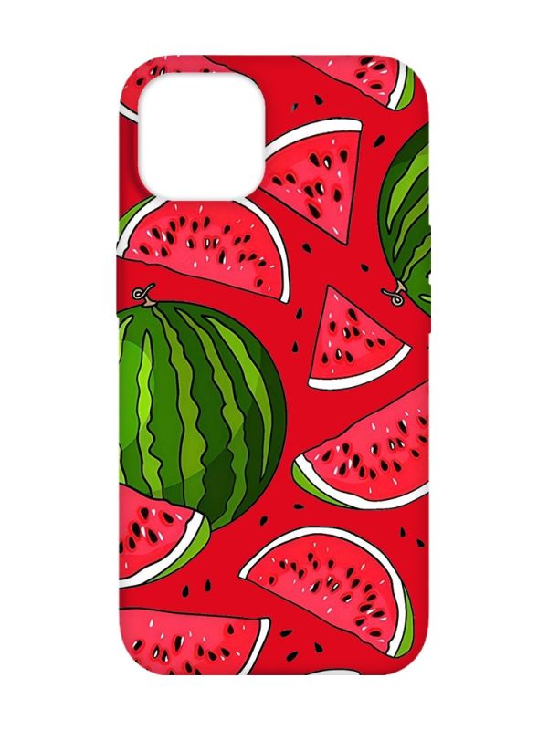 Матовий червоний чохол на Apple iPhone 14 :: Кавуни (принт 341)
