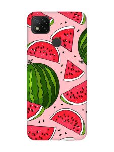 Матовий рожевий чохол на Xiaomi Redmi 9C/10A :: Кавуни (принт 341)