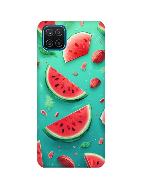 Чохол з бірюзовими боками на Samsung Galaxy A12 :: Скибки кавуна (принт 340)