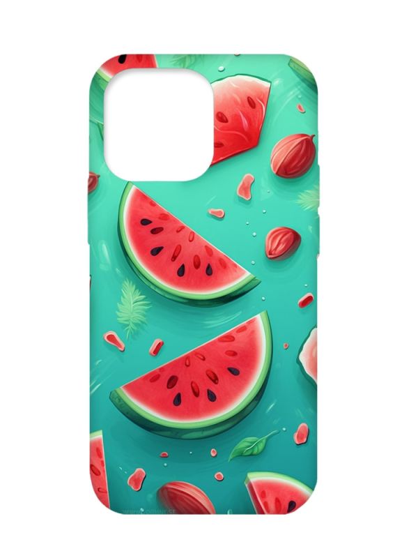 Чохол з бірюзовими боками на Apple iPhone 13 Pro :: Скибки кавуна (принт 340)