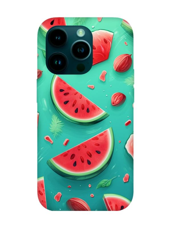 Чохол з бірюзовими боками на Apple iPhone 14 Pro :: Скибки кавуна (принт 340)