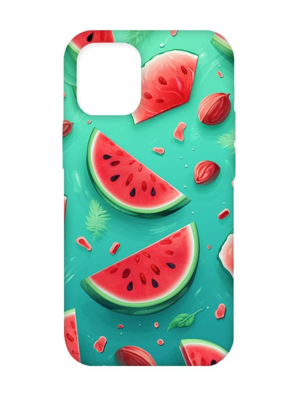 Чохол з бірюзовими боками на Apple iPhone 12/12 Pro (6.1) :: Скибки кавуна (принт 340)