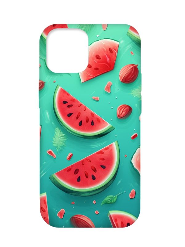 Чохол з бірюзовими боками на Apple iPhone 12 Pro Max :: Скибки кавуна (принт 340)