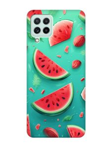 Чохол з бірюзовими боками на Samsung Galaxy M32/M22/A22 4G :: Скибки кавуна (принт 340)