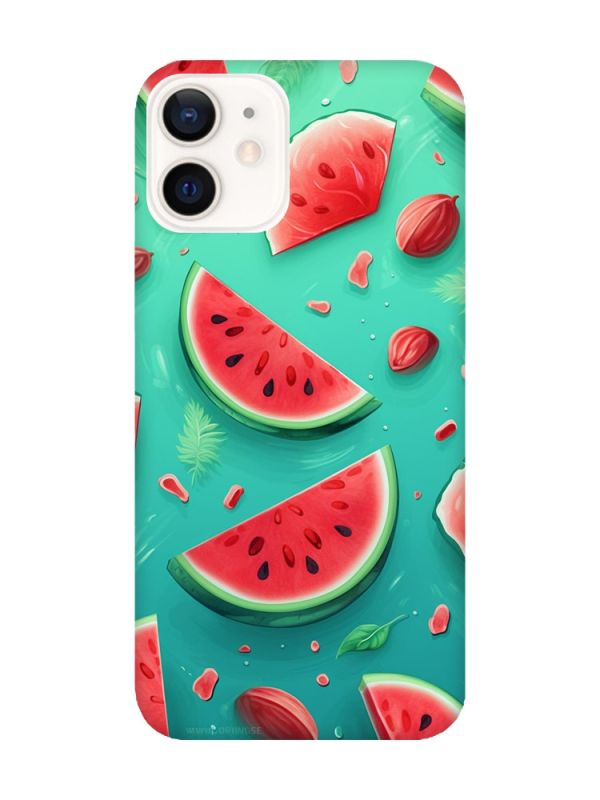 Чохол з червоними боками на Apple iPhone 12 / 12 Pro (6.1) :: Скибки кавуна (принт 340)