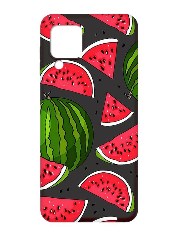 Матовий чорний чохол на Samsung Galaxy M32 / A22 / M22 4G :: Кавуни (принт 341)